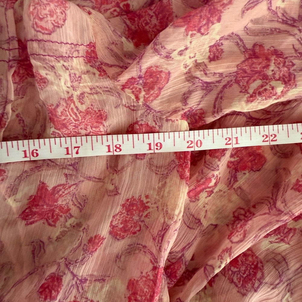 Free People Pink and White Pleated Tiered Sundress with Bishop Sleeves - Picture 8 of 14